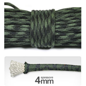 Cordino 4 mm "paracord" poliestere (3 metri) - Verdemix