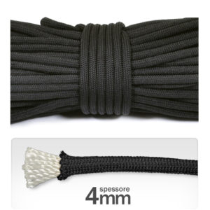 Cordino 4 mm "paracord" poliestere (3 metri) - Nero
