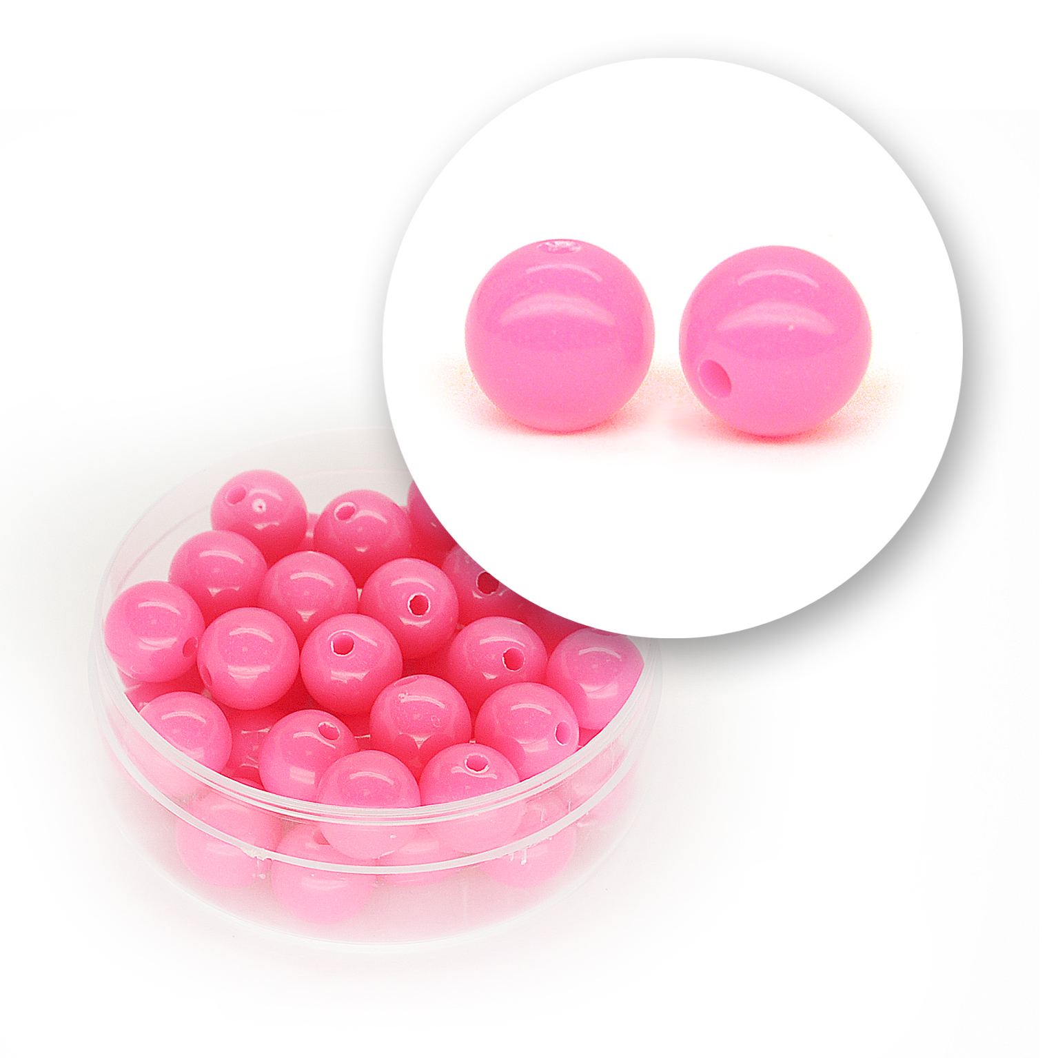 Perle liscie acrilico (11,5 grammi)  ø  8 mm - Fuxia fluo