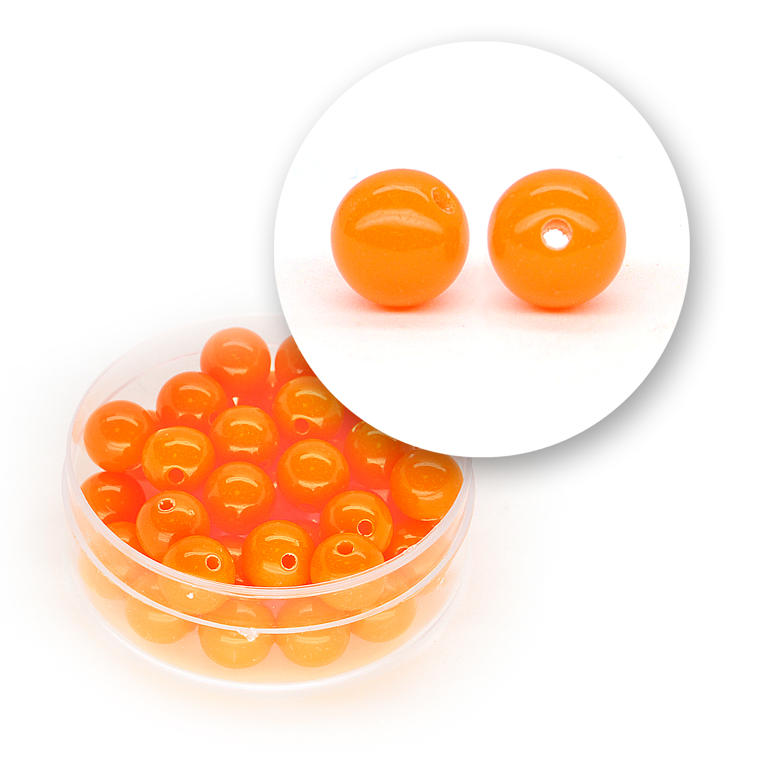 Perle liscie acrilico (11,5 grammi)  ø  8 mm - Arancio fluo