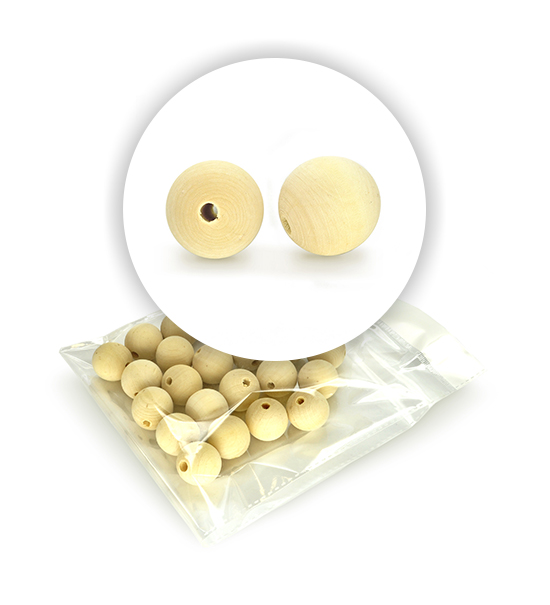 Perla sferica in legno (12 pz.) - 25 mm ø