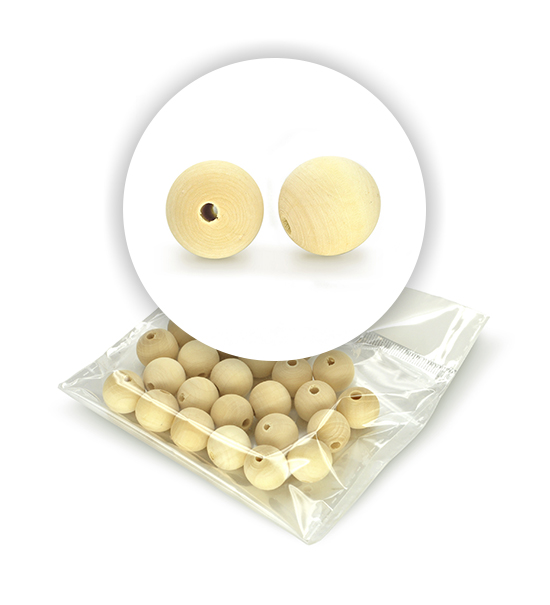 Perla sferica in legno (25 pz.) - 16 mm ø