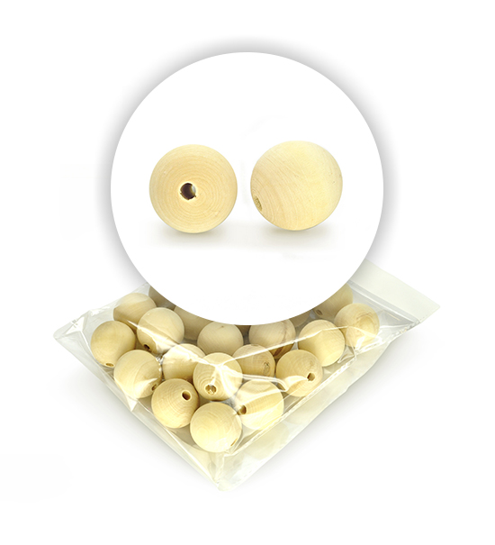 Perla sferica in legno (12 pz.) - 30 mm ø