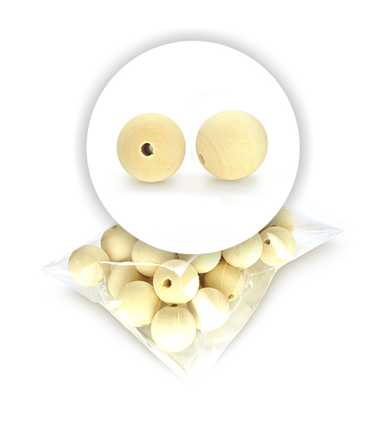 Perla sferica in legno (12 pz.) - 40 mm ø