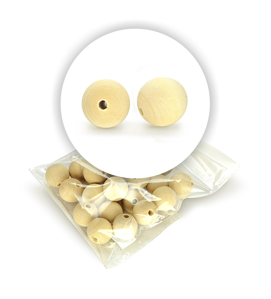 Perla sferica in legno (25 pz.) - 20 mm ø