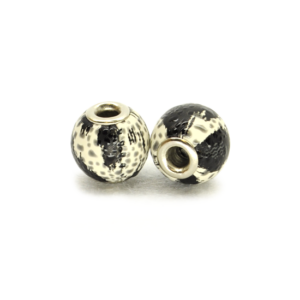 Perla ciambella similpelle macchiata (2 pezzi) 14 mm - Bianco