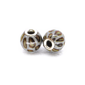 Perla ciambella similpelle maculata (2 pezzi) 14 mm - Grigio