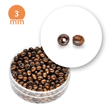 Perla tonda in legno colorata (7,7 grammi)  3 mm ø - Marrone