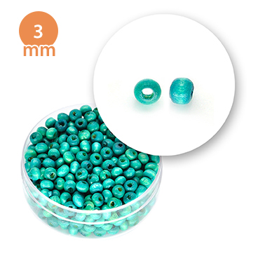 Perla tonda in legno colorata (7,7 grammi)  3 mm ø - Turchese
