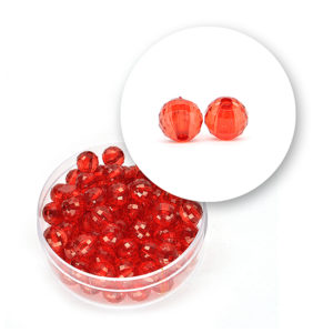 Perle sfaccettate trasparenti (12 grammi) Ø 6 mm - Rosso
