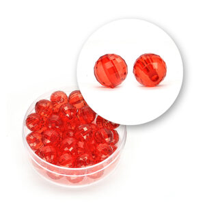 Perle sfaccettate trasparenti (11,3 grammi) Ø 8 mm - Rosso