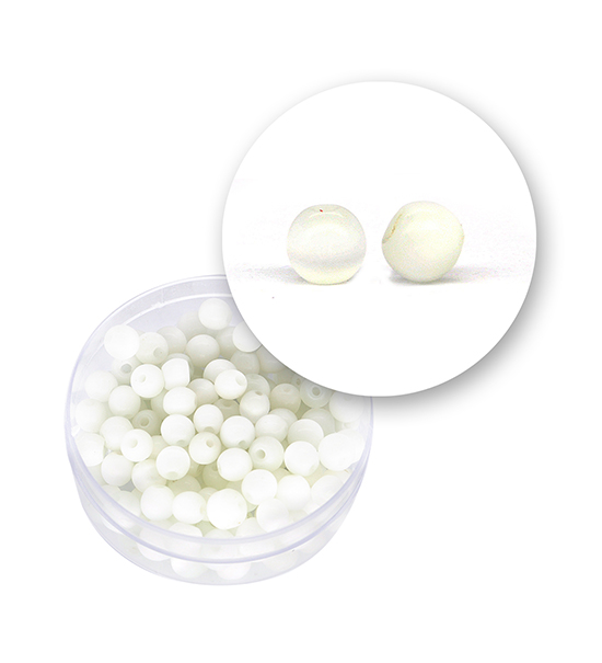 Perle vetro "occhi di gatto" (23 grammi) Ø 5 mm - Bianco