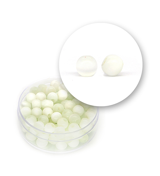 Perle vetro "occhi di gatto" (23 grammi) Ø 6 mm - Bianco