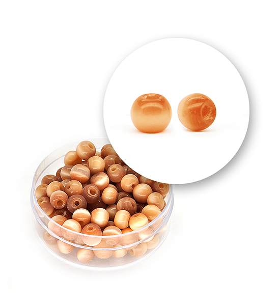 Perle vetro "occhi di gatto" (23 grammi) Ø 6 mm - Marrone chiaro