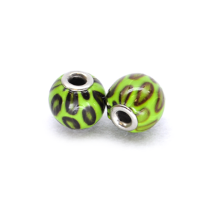 Perla ciambella similpelle maculata (2 pezzi) 14 mm - Verde