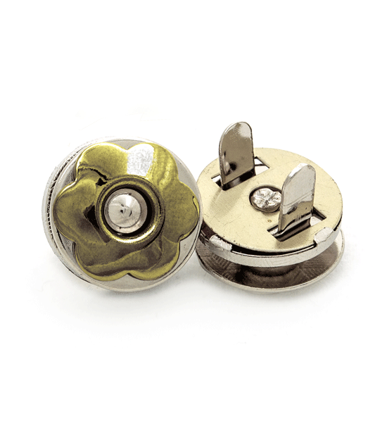 1 pz. Bottone magnetico decorativo "Fiore" 18 mm - Bronzo