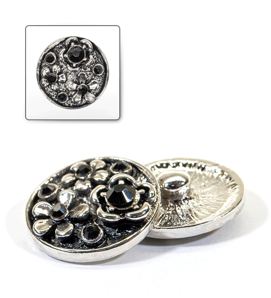 1 pz. Bottone decorativo "Funny" 20 mm - Nero