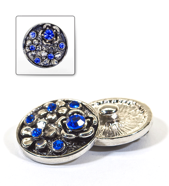 1 pz. Bottone decorativo "Funny" 20 mm - Blu