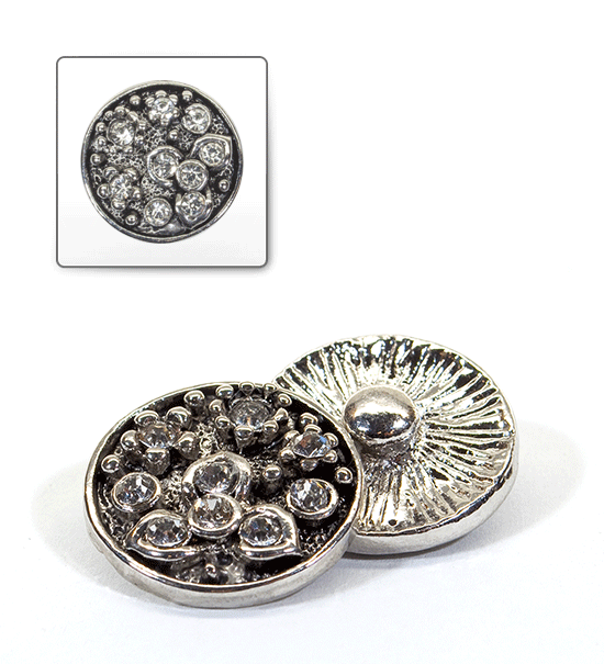 1 pz. Bottone decorativo "Funny" 20 mm - Argento