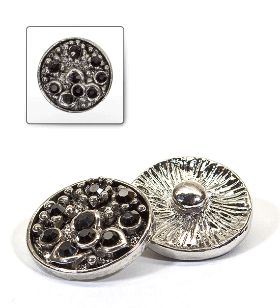 1 pz. Bottone decorativo "Funny" 20 mm - Nero