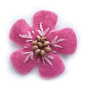 fiorellino lenci con perle legno e ricamo - col. Rosa