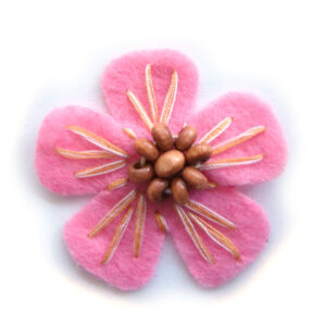 fiorellino lenci con perle legno e ricamo - col. Rosa