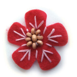 fiorellino lenci con perle legno e ricamo - col. Rosso