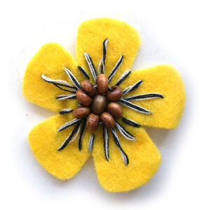 fiorellino lenci con perle legno e ricamo - col. Giallo