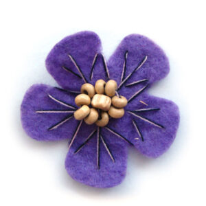 fiorellino lenci con perle legno e ricamo - col. Viola
