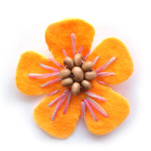 fiorellino lenci con perle legno e ricamo - col. Giallo