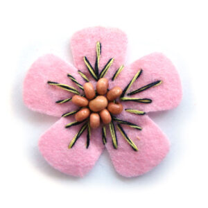 fiorellino lenci con perle legno e ricamo - col. Rosa