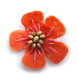 fiorellino lenci con perle legno e ricamo - col. Arancio