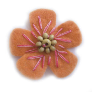 fiorellino lenci con perle legno e ricamo - col. Ruggine