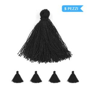 (5 pezzi) Nappine 3 cm, 100% cotone - Nero