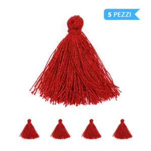 (5 pezzi) Nappine 3 cm, 100% cotone - Rosso