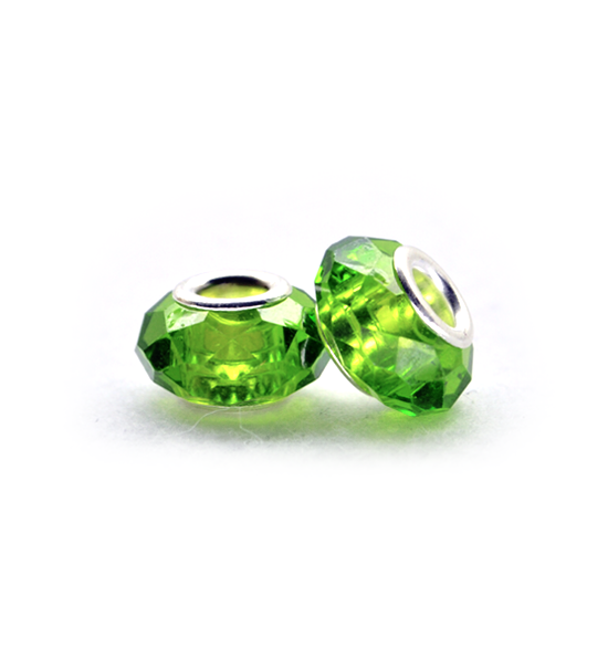 Perla ciambella sfacettata (2 pezzi) 14x10 mm - Verde