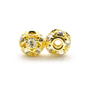 Perla ciambella strass (2 pezzi) 10 mm ø - Oro