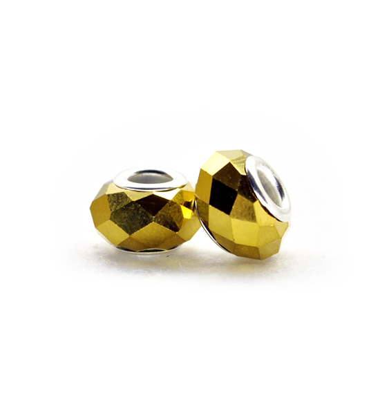 Perla ciambella sfacettata (2 pezzi) 14x10 mm - Oro
