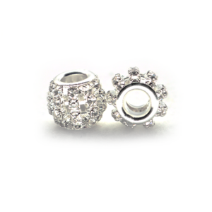 Perla ciambella strass (2 pezzi) 12x10 mm - Argento