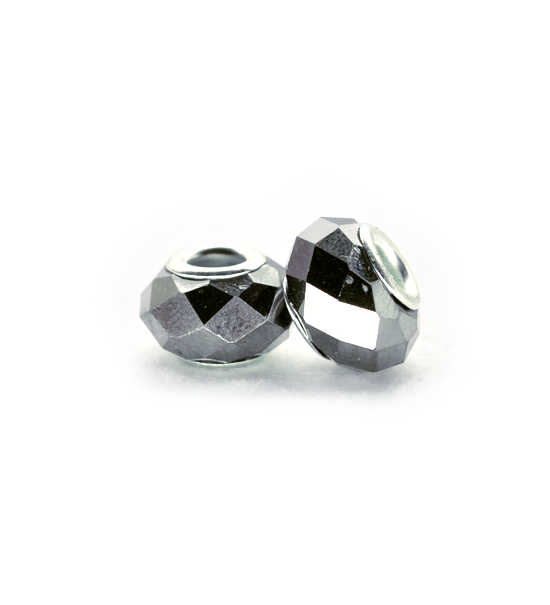 Perla ciambella sfaccettata (2 pezzi) 14x10 mm - Argento