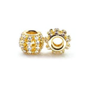 Perla ciambella strass (2 pezzi) 10x7 mm - Oro