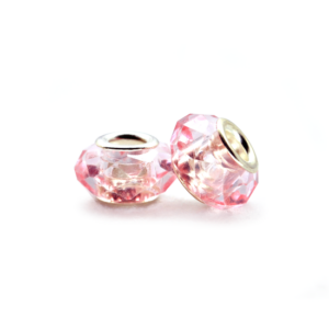 Perla ciambella sfacettata (2 pezzi) 14x10 mm - Rosa