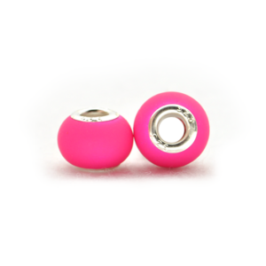 Perla ciambella fluorescente (2 pezzi) 14x10 mm - Fuxia