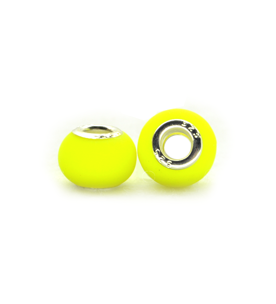 Perla ciambella fluorescente (2 pezzi) 14x10 mm - Giallo