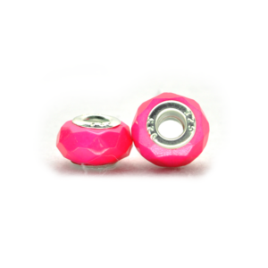 Perla ciambella sfaccettata (2 pezzi) 14x10 mm - Fuxia