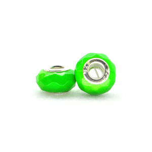Perla ciambella fluo sfaccettata (2 pezzi) 14x10 mm - Verde
