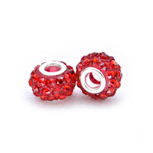 Perla ciambella 36 strass (2 pezzi) 10x12 mm - Rosso