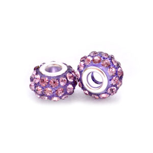 Perla ciambella 36 strass (2 pezzi) 10x12 mm - Lilla