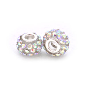 Perla ciambella 36 strass (2 pezzi) 10x12 mm - Argento ab