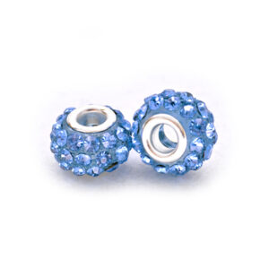 Perla ciambella 36 strass (2 pezzi) 10x12 mm - Azzurro